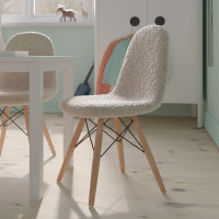 Flash Furniture DL-DA2018-2-W-GG Zula Kid's Modern Padded Armless Faux Sherpa Accent Chair with Beechwood Legs in Off-White